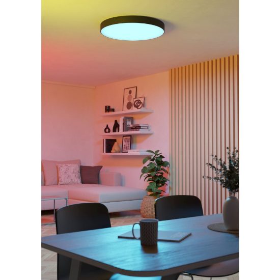 Eglo gallizzi z plafoniera nera led 36.5w rgb 2700k 6500k dimmerabile con telecomando