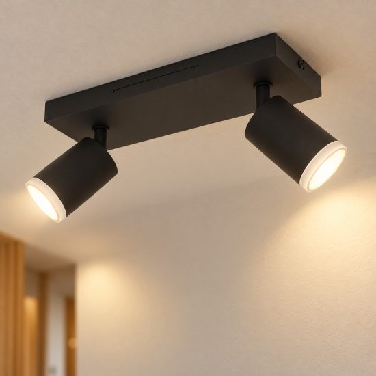 Eglo melitello z plafoniera nera led 7.4w rgb 2700k 6500k dimmerabile con telecomando