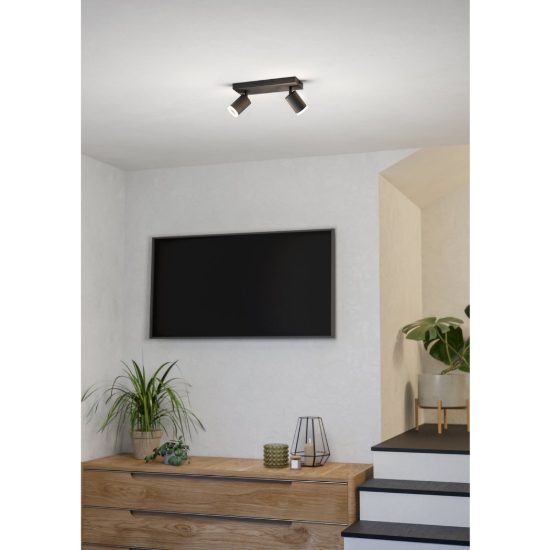 Eglo melitello z plafoniera nera led 7.4w rgb 2700k 6500k dimmerabile con telecomando