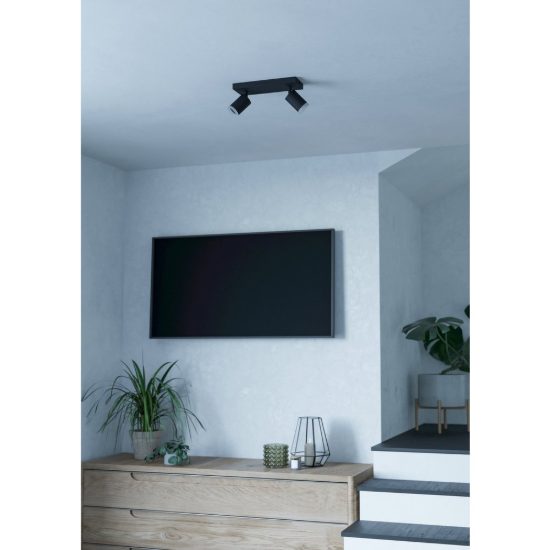 Eglo melitello z plafoniera nera led 7.4w rgb 2700k 6500k dimmerabile con telecomando
