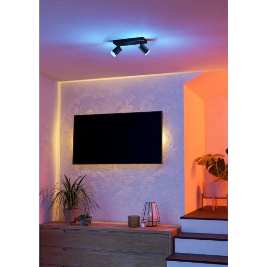 Eglo melitello z plafoniera nera led 7.4w rgb 2700k 6500k dimmerabile con telecomando
