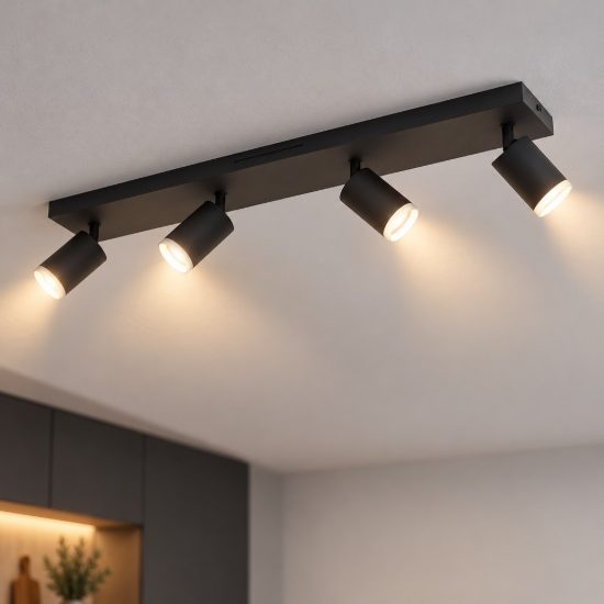Eglo melitello z plafoniera nera led 14.8w rgb 2700k 6500k dimmerabile con telecomando