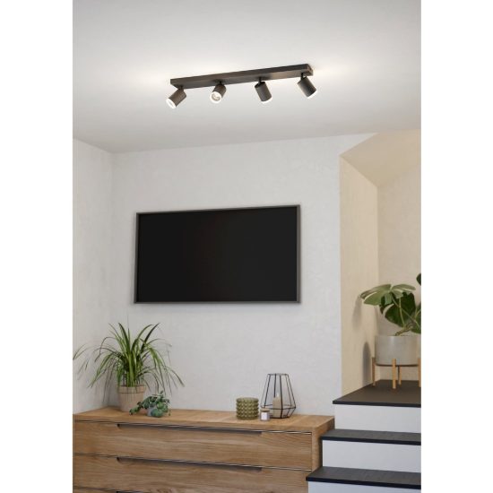 Eglo melitello z plafoniera nera led 14.8w rgb 2700k 6500k dimmerabile con telecomando