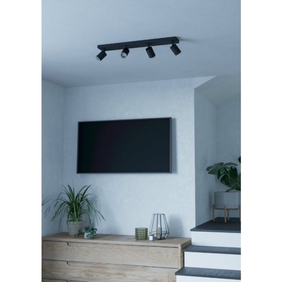 Eglo melitello z plafoniera nera led 14.8w rgb 2700k 6500k dimmerabile con telecomando