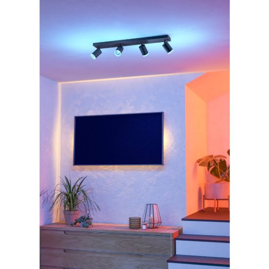 Eglo melitello z plafoniera nera led 14.8w rgb 2700k 6500k dimmerabile con telecomando