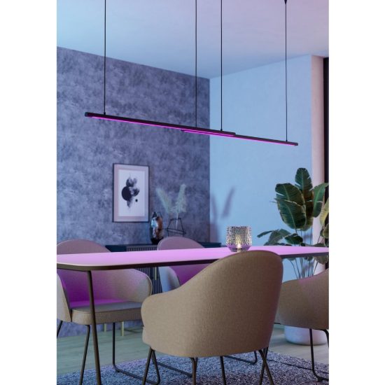 Eglo flatron z lampadario a sospensione led 80w rgb 2700k 6500k con telecomando nero per sala da pranzo