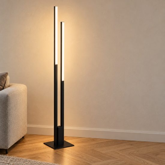 Eglo fraioli z piantana per soggiorno nera led 34w rgb 2700k 6500k dimmerabile design moderna