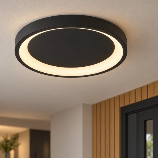 Eglo loretello z plafoniera nera led 19.6w rgb 2700k 6500k dimmerabile con controllo smart