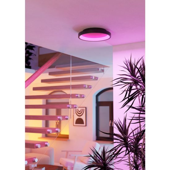 Eglo loretello z plafoniera nera led 19.6w rgb 2700k 6500k dimmerabile con controllo smart