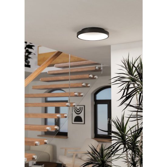 Eglo loretello z plafoniera nera led 19.6w rgb 2700k 6500k dimmerabile con controllo smart