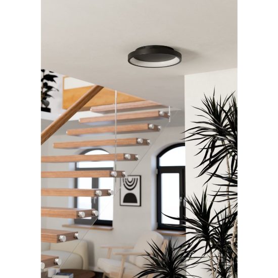 Eglo loretello z plafoniera nera led 19.6w rgb 2700k 6500k dimmerabile con controllo smart