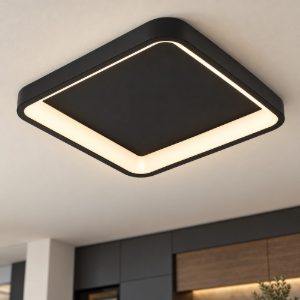 Eglo loretello z plafoniera quadrata nera led 20w rgb 2700k 6500k dimmerabile con controllo smart