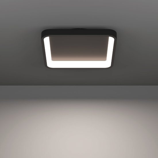 Eglo loretello z plafoniera quadrata nera led 20w rgb 2700k 6500k dimmerabile con controllo smart