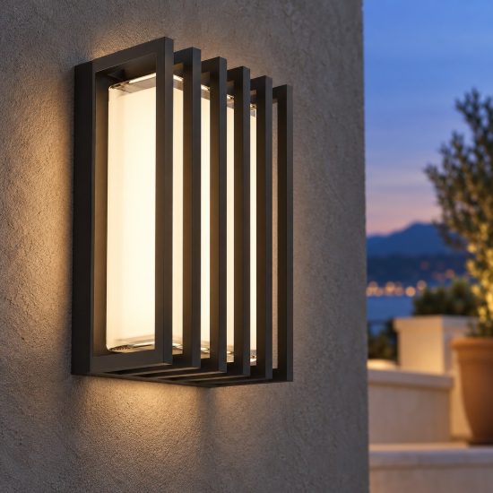 Eglo genovese applique da esterno nera led 10w cct 3000k 6000k ip65