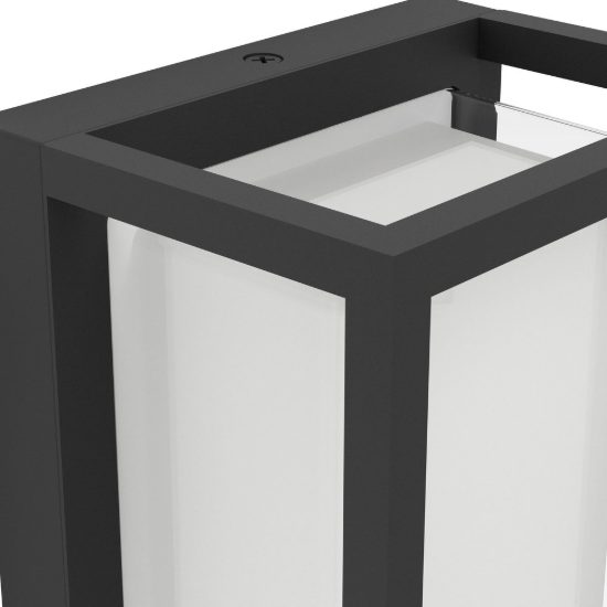 Eglo genovese applique da esterno nera led 10w cct 3000k 6000k ip65 frontale pannello con sensore di movimento