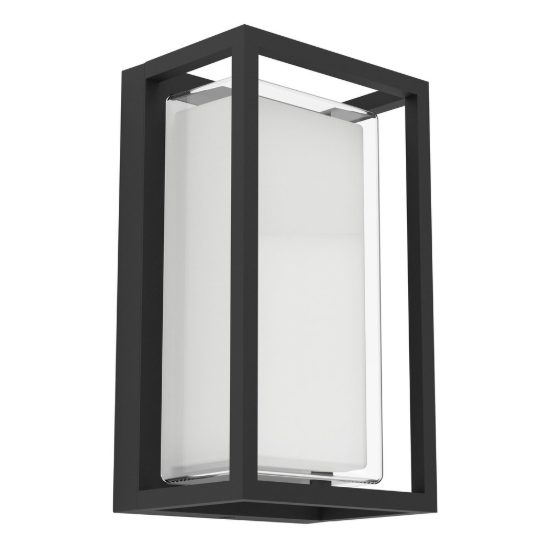 Eglo genovese applique da esterno nera led 10w cct 3000k 6000k ip65 frontale pannello con sensore di movimento