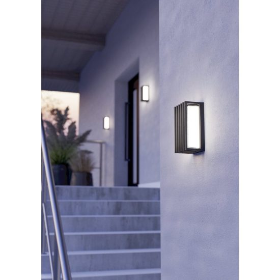 Eglo genovese applique da esterno nera led 10w cct 3000k 6000k ip65