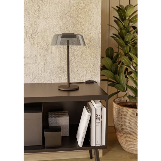 Eglo arroyo z abat-jour per camera da letto nera led 7.2w rgb 2700k 6500k dimmerabile con controllo smart