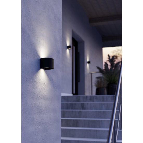 Eglo calpino z lampada da parete per esterno led 7w rgb 2700k 6500k ip55 dimmerabile nero opaco