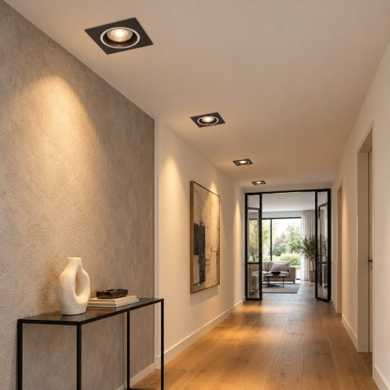 Eglo carosso z faretto quadrato per corridoio nero da incasso led 4.7w rgb 2700k 6500k dimmerabile con controllo smart