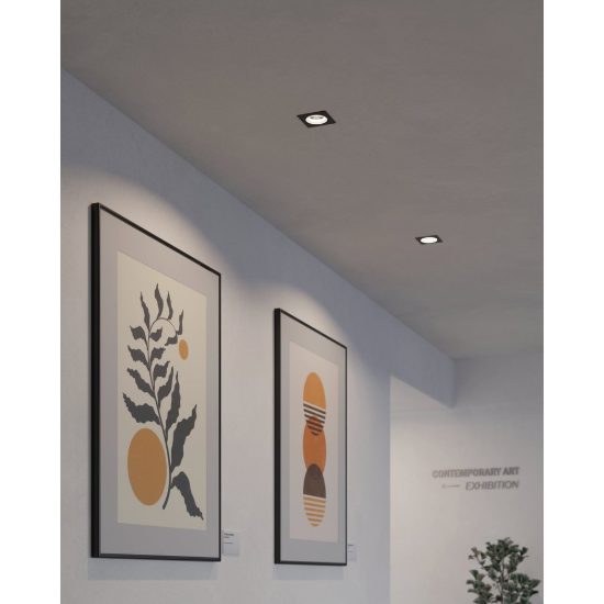 Eglo carosso z faretto quadrato per corridoio nero da incasso led 4.7w rgb 2700k 6500k dimmerabile con controllo smart