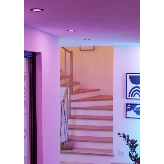 Eglo carosso z faretto rotondo per corridoio nero da incasso led 4.7w rgb 2700k 6500k dimmerabile con controllo smart