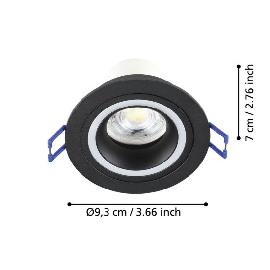 Eglo carosso z faretto rotondo per corridoio nero da incasso led 4.7w rgb 2700k 6500k dimmerabile con controllo smart