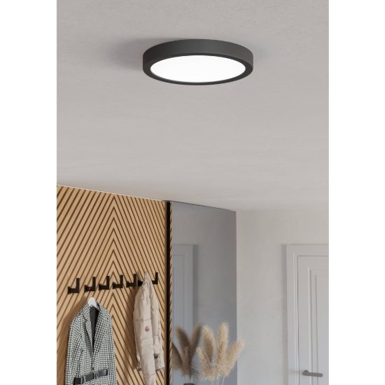 Eglo fueva 6 z plafoniera nera led 11.2w rgb 2700k 6500k dimmerabile con controllo smart