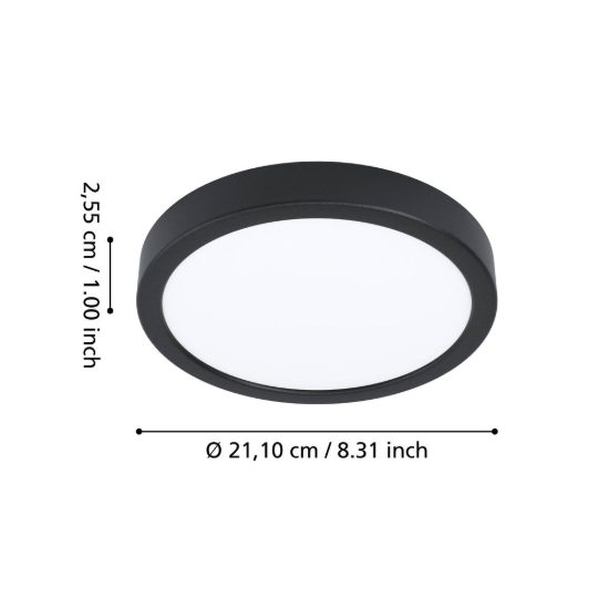 Eglo fueva 6 z plafoniera nera led 11.2w rgb 2700k 6500k dimmerabile con controllo smart