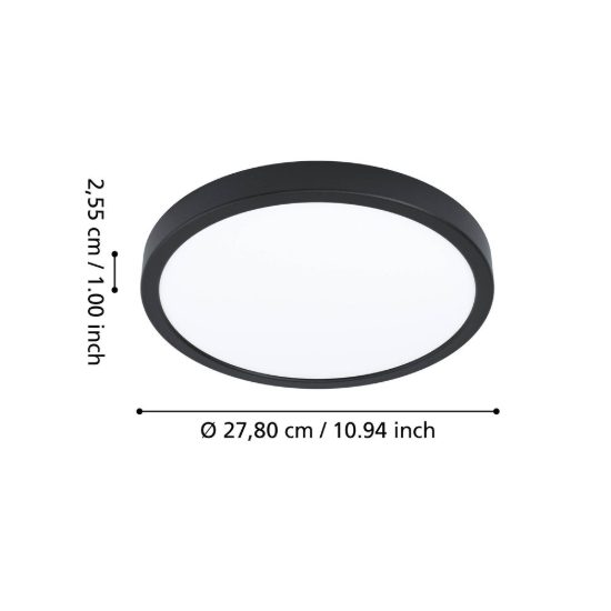 Eglo fueva 6 z plafoniera nera led 14.3w rgb 2700k 6500k dimmerabile con controllo smart