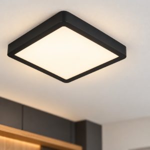 Eglo fueva 6z plafoniera nera led 10.5w rgb 2700k 6500k dimmerabile con controllo smart