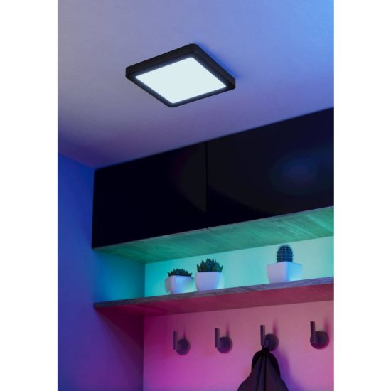 Eglo fueva 6z plafoniera nera led 10.5w rgb 2700k 6500k dimmerabile con controllo smart