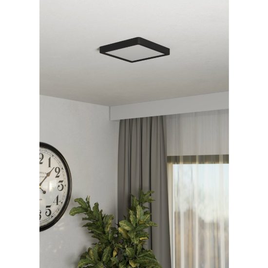 Eglo fueva 6z plafoniera nera led 10.5w rgb 2700k 6500k dimmerabile con controllo smart