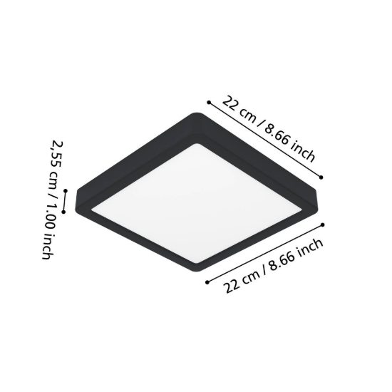 Eglo fueva 6z plafoniera nera led 10.5w rgb 2700k 6500k dimmerabile con controllo smart