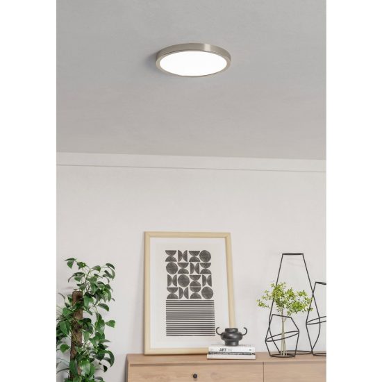 Eglo fueva 6z plafoniera led 14.3w rgb 2700k 6500k dimmerabile con controllo smart nichel opaco