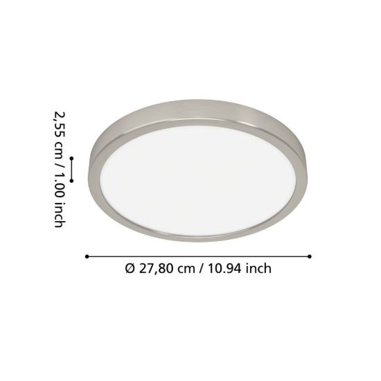 Eglo fueva 6z plafoniera led 14.3w rgb 2700k 6500k dimmerabile con controllo smart nichel opaco