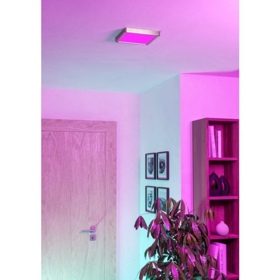 Eglo fueva 6z plafoniera led 10.5w rgb 2700k 6500k dimmerabile con controllo smart nichel opaco