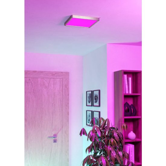 Eglo fueva 6z plafoniera led 13.5w rgb 2700k 6500k dimmerabile nichel opaco