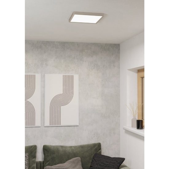 Eglo fueva 6z plafoniera led 13.5w rgb 2700k 6500k dimmerabile nichel opaco