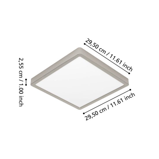 Eglo fueva 6z plafoniera led 13.5w rgb 2700k 6500k dimmerabile nichel opaco