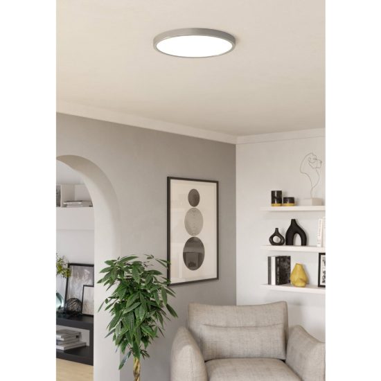 Eglo fueva 6z plafoniera led 17.5w rgb 2700k 6500k dimmerabile nichel opaco