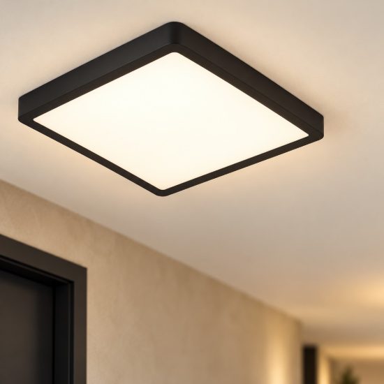 Eglo fueva 6 z plafoniera moderna nera led 17.8w rgb 2700k 6500k dimmerabile