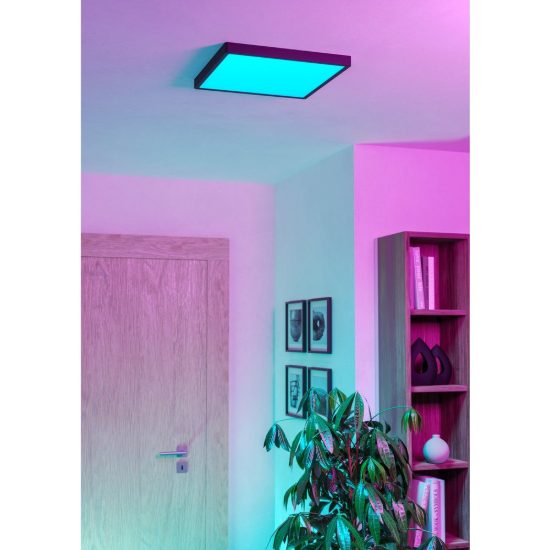 Eglo fueva 6 z plafoniera moderna nera led 17.8w rgb 2700k 6500k dimmerabile