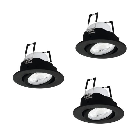 Eglo saliceto z set 3 faretti per cucina neri da incasso led 14.1w rgb 2700k 6500k dimmerabili con controllo smart