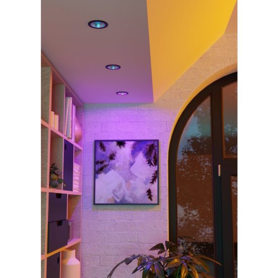 Eglo yebra z faretto da incasso nero e argento per corridoio led 4.9w rgb 2700k 6500k dimmerabile con controllo smart