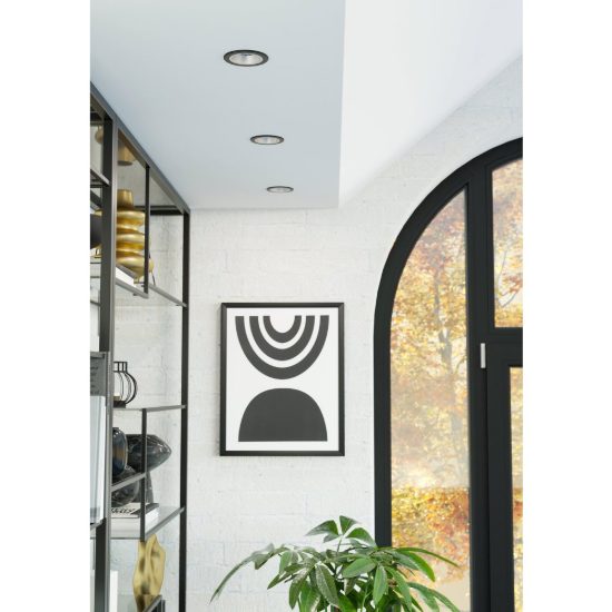 Eglo yebra z faretto da incasso nero e argento per corridoio led 4.9w rgb 2700k 6500k dimmerabile con controllo smart