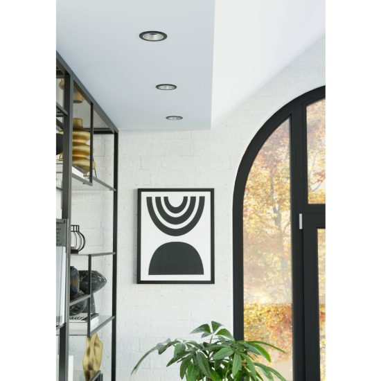 Eglo yebra z faretto da incasso nero e argento per corridoio led 4.9w rgb 2700k 6500k dimmerabile con controllo smart