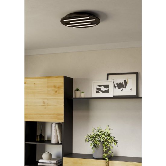 Eglo pitrignani z plafoniera led 20w rgb 2700k 6500k dimmerabile nero opaco