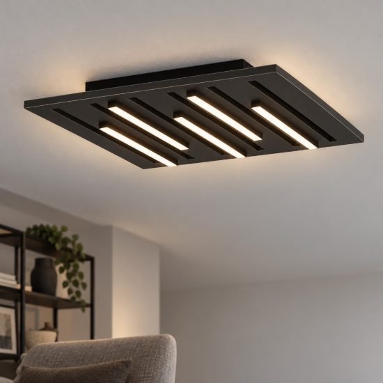 Eglo pitrignani z plafoniera led 100w rgb 2700k 6500k dimmerabile nero opaco