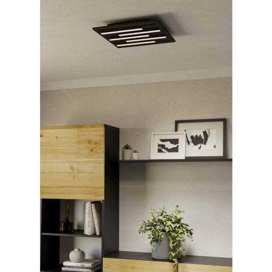 Eglo pitrignani z plafoniera led 100w rgb 2700k 6500k dimmerabile nero opaco